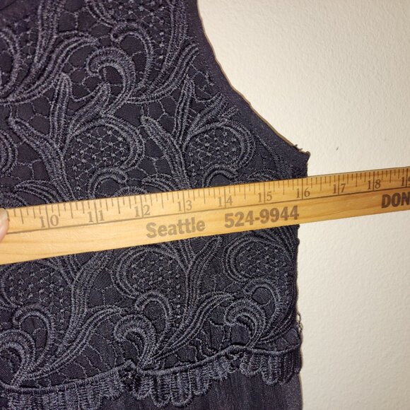 Unbranded Women NightGown Black Lace Nylon Spandex Lined Sz M Goth Fairy Grunge - Picture 10 of 12